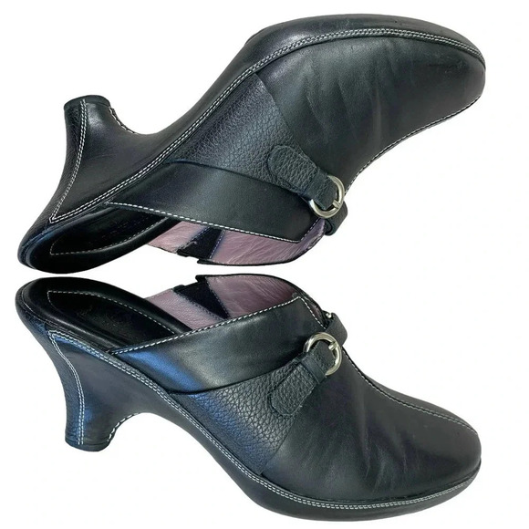 Cole Haan Leather Kitten Heels Mules Clog Slip On Shoes Women Size 8.5 B Black - Picture 7 of 14
